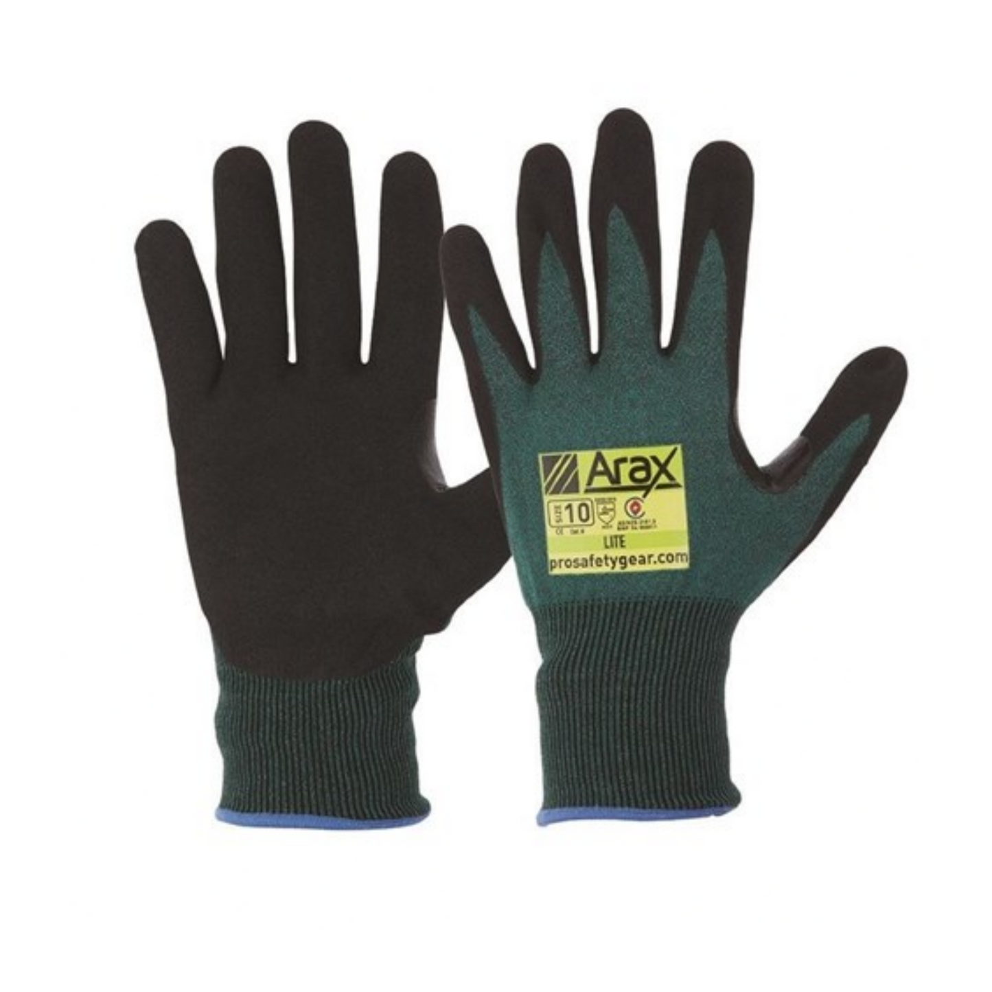 ARAX Green Nitrile Sand Dip Palm Gloves - Cut C